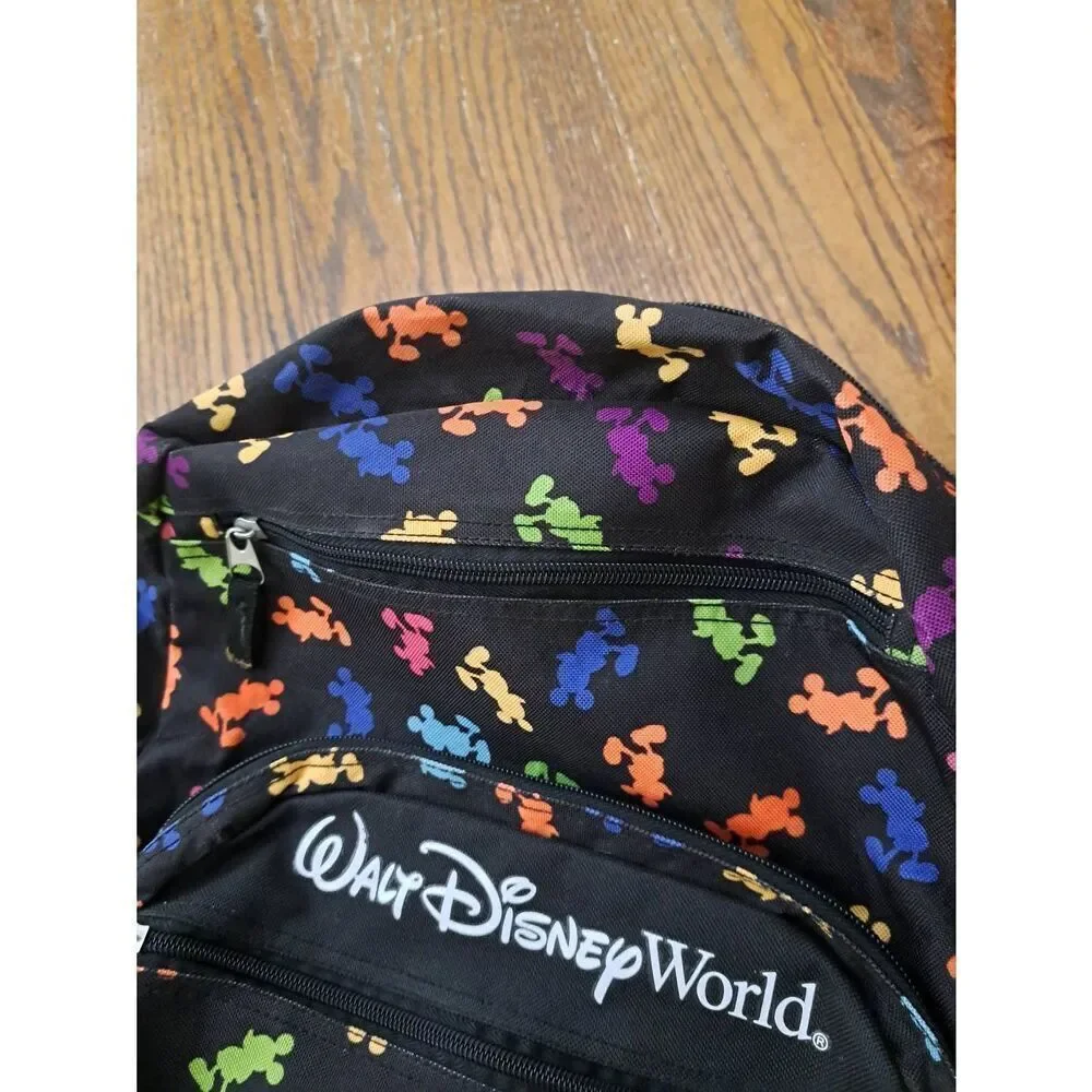 Disney Parks Mickey Mouse Backpack Black Multicolor Silhouette 18